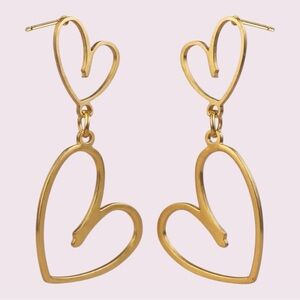 Elegant Double Heart Dangle Stud Earrings​